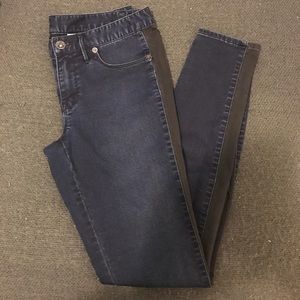 Madewell Skinny Blue Jeans with Tuxedo Stripe